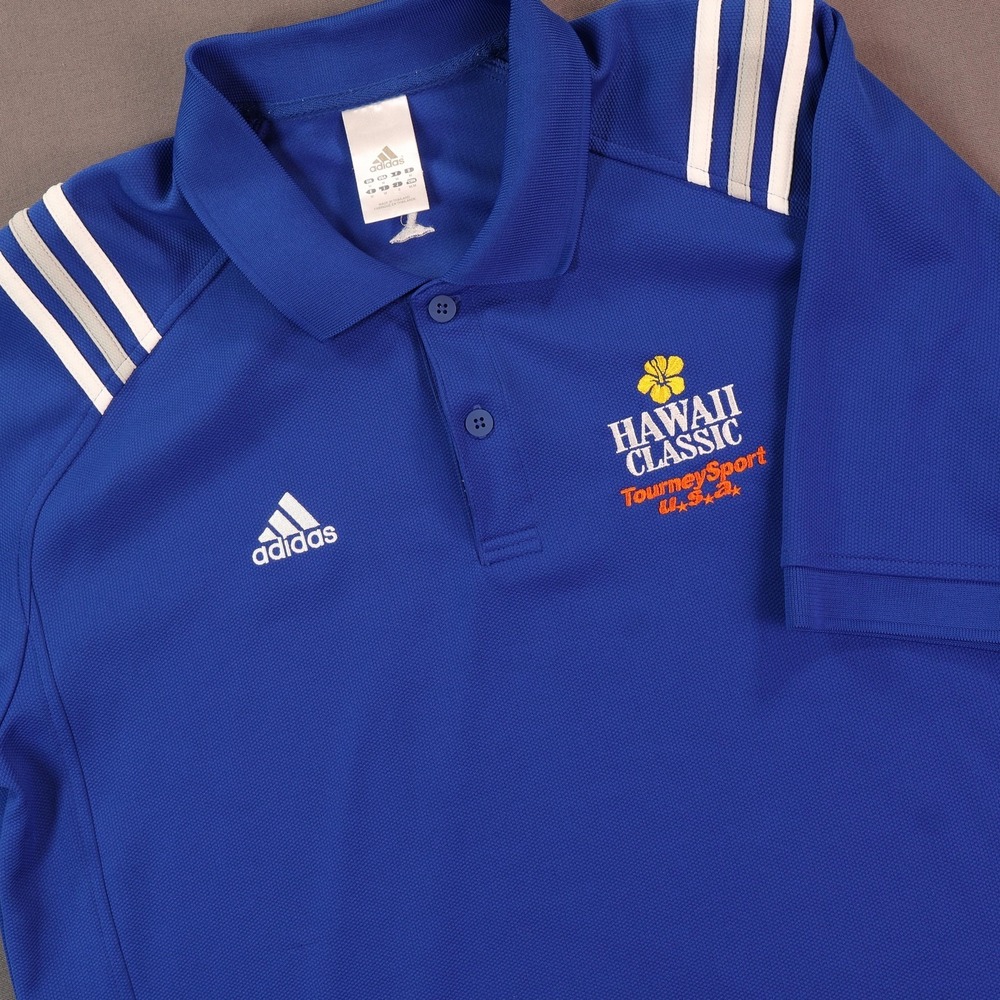 VTG Adidas Polo Shirt Men MD Hawaii Classic TourneySport Climalite Golf 2004 Y2K